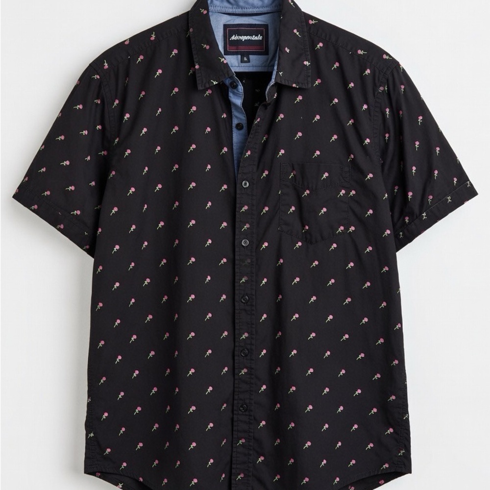 Aeropostale Black Shirt with Pink Pattern